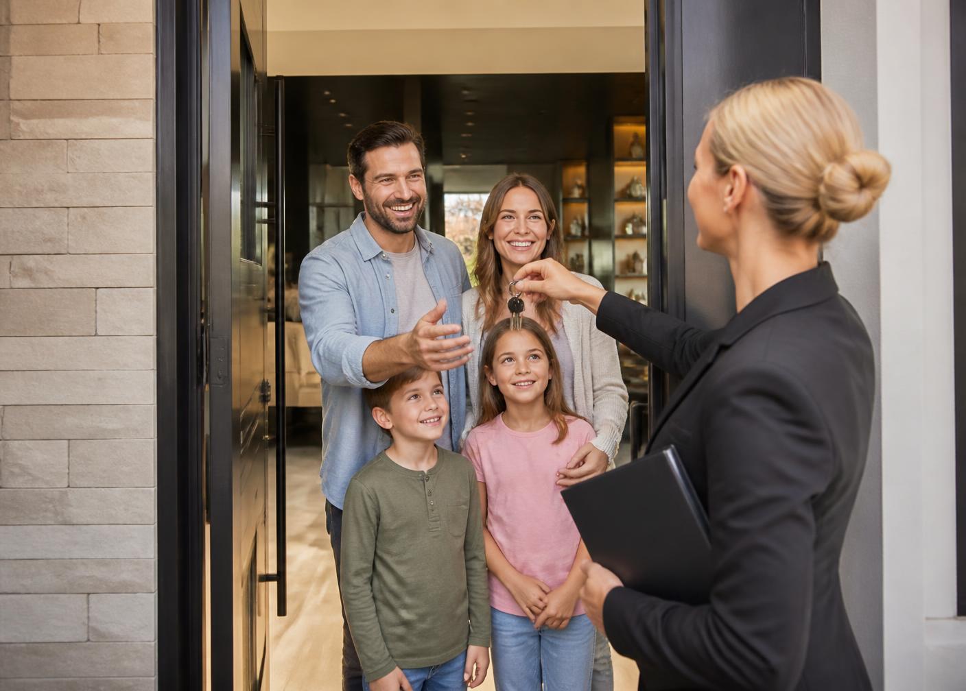 Family receiving the keys to their new Lancaster County home